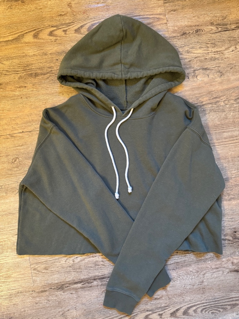 Target Olive Green Fleece-Lined Cropped Hoodie